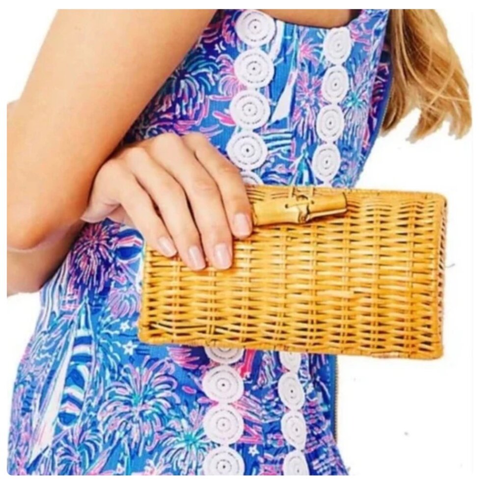 Lilly Pulitzer Tan Wicker Clutch
